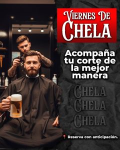 por cada corte un chop de chela en la barberia